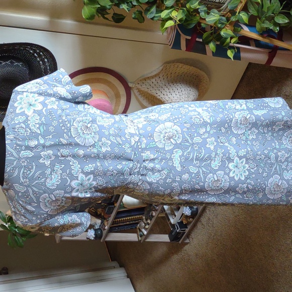 Loft Sz 6P Hazy Skies Pansy Garden Button-Up Belted Midi Dress - Picture 6 of 6